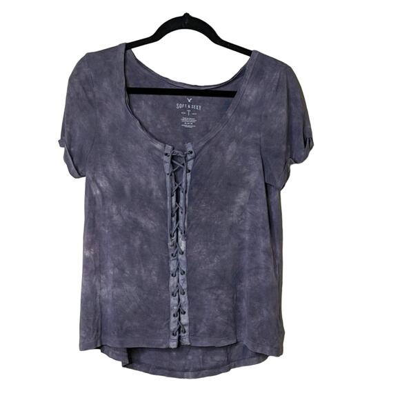 American Eagle Outfitters Purple Soft & Sexy Lace Up Top - Size M - Picture 1 of 8